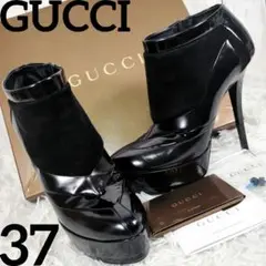 希少✨GUCCI✨ショートブーツ／ブーティ✨レザー切替✨ピンヒール✨サイドジップ