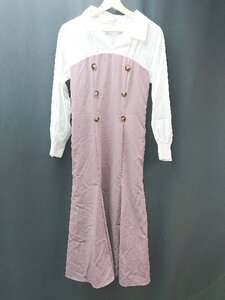 ◇ 31 Sons de mode シャツ風 上品 綺麗め フロントボタン 長袖 ロング ワンピース サイズ38 ピンク/ホワイト レディース E