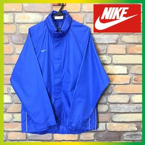 ME7-240★USA正規品★吸汗速乾【NIKE ナイキ】FIT DRY ジップアップ ウィンドブレーカー【メンズ L】青 ブルー ウィンブレ 薄手 ランニング