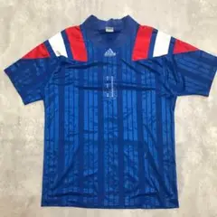 90s adidas アディダス ヴィンテージ サッカーシャツ ゲームシャツ 青