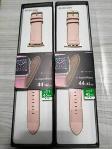 【2本】エレコム Apple Watch 用 アップルウォッチ バンド 44 / 42 mm AW-44BDLHVPN　4549550207362 ピンク