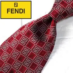 美品 FENDI ズッカ ネクタイ シルク ボルドー　イタリア製 メンズ ロゴ