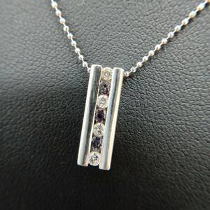 【鑑別書付き】天然アレキサンドライト 0.12ct 天然ダイヤモンド 0.18ct K18WG 18金ホワイトゴールド 40cm 4.3g ネックレス ペンダント