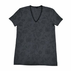 新品正規70％OFF KENJI ITO COMME CA COLLECTION コムサコレクション 日本製 半袖Tシャツ M グレー Vネック 花柄 g1708m