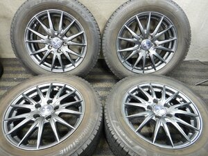 J3T7438■205/60R16 BRIDGESTONE BLIZZAK VRX3 社外 6.5J 5H PCD114.3 21年製★条件付送料無料★美品 超バリ溝 イボ付 スタッドレス 良品