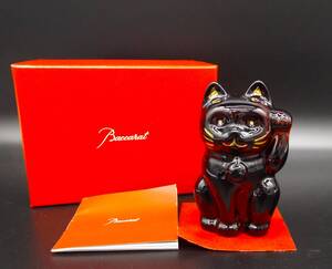 未使用 Baccarat バカラ 招き猫 レッド ラッキーキャット 赤 クリスタル 置き物 インテリア ねこ 保管品