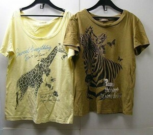 yas-438 OLIVE des OLIVE■動物絵柄レディースTシャツ2枚SET