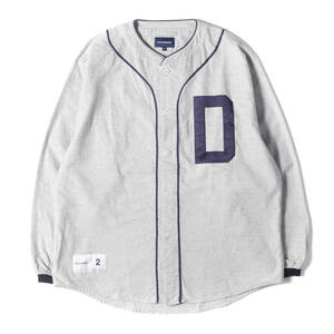 美品 DESCENDANT ディセンダント シャツ サイズ:2 22SS フランネル ロングスリーブ ベースボールシャツ (BLEEK BASEBALL SHIRT) グレー