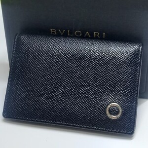 良品 BVLGARI ブルガリ マン カードケース 名刺入れ レザー サークル ビーゼロ ブラック