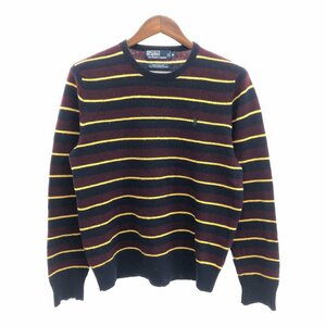 90年代~ Polo by Ralph Lauren ポロ ラルフローレン クルーネックニット セーター ボーダー マルチカラー (メンズ M) 中古 古着 Q0858