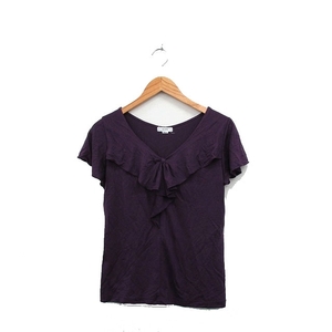 ロペ ROPE カットソー Tシャツ 半袖 フリル シンプル パープル 紫 /KT36 レディース