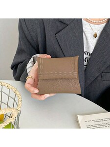財布 小銭入れ ビンテージ ミニマリストスタイルの女性用財布、運転免許証＆コインポーチコンボ、2つ折りの可愛いカードホルダー