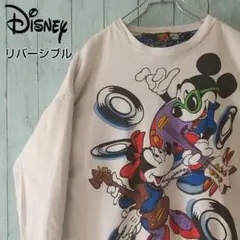 Disney ヴィンテージ スウェット リバーシブル デカロゴ 白×青