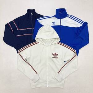 ● 80s 90s vintage adidas アディダス 3点 まとめ売り トラックジャケット パーカー トレフォイル デサント社 sizeMIX メンズ 1.46kg