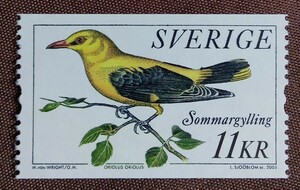 スウェーデン　2005 ゴールデンオリオール　1完　鳥　とり　野鳥　自然　鳥類　未使用糊なし