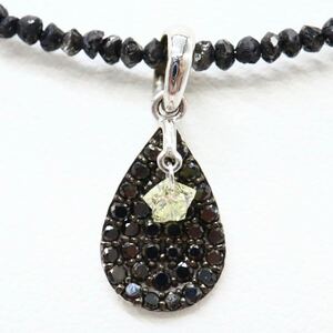 1円〜!!良品!!▼K18 天然ブラックダイヤモンド/天然ダイヤモンドネックレス▼N 約3.9g 約44.0cm necklace ジュエリー EB3/EB5 S358