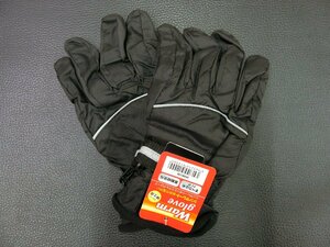 訳アリ 未使用 紳士用 Warm glove シンサレートポリエステルグローブ 黒 すべり止め 反射材 Thinsulate 管理No.39933