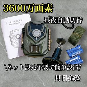 【荒らす犯人を特定する】トレイルカメラ 赤外線カメラ 野生動物 防犯 乾電池式 3600万画素 防水 防塵 32GB SDカード