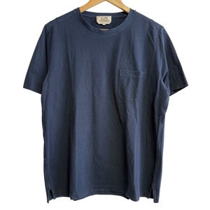 美品 HERMES エルメス 半袖 ポケット クルーネック Tシャツ カットソー L ネイビー