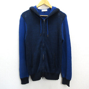 01■ビームス/B:MING BEAMS ジップアップ ニットパーカー■青【メンズM】MENS/40【中古】■