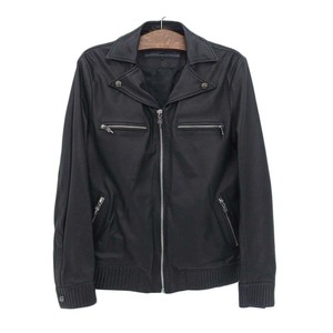 クロムハーツ 襟付 クロスボールボタン ダガージップ レザー ジャケット メンズ ブラック CHROME HEARTS 中古 【アパレル・小物】