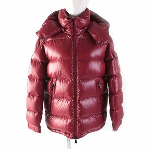 極美品★モンクレール 21-22AW FUSTET フード・ロゴワッペン付 バックロゴデザイン ダウンジャケット ボルドー 1 正規品 レディース