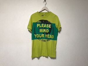 本物ディーゼルDIESELコットンプリント半袖Tシャツメンズサーフアメカジミリタリーストリートスケーターワークビジネス緑グリーンS