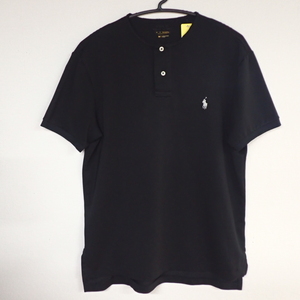 RB2-092【Tシャツ】Polo Ralph Lauren/ポロ ラルフローレン★SIZE:M★ブラック★ポロシャツリメイク★ヘンリーネック★ポニー★USA古着★