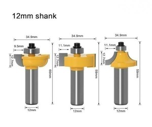 Mz380★お得な3本セット★エンドミルタイプの12ｍｍシャンク木工用ルータービット 3本★フライスカッター★セット販売★木工ツール