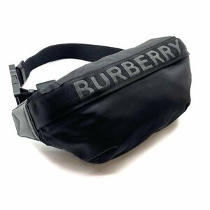 BURBERRY バーバリー 8025668 ボディバッグ バムバッグ ウエストバッグ ブラック 黒 ナイロン レザー ファスナー メンズ 管理RY24000079