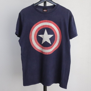 i66 2000年代製 MARVEL 半袖プリントTシャツ■00s 表記Mサイズ ネイビー マーベル キャプテンアメリカ アメカジ ストリート 古着 古着卸