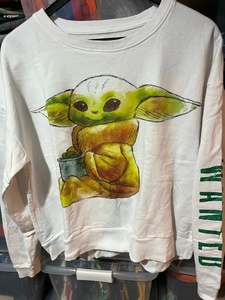 CR-25★USA古着★スターウォーズ STAR WARS ショート丈 ドロップショルダー スエット★白★2XL