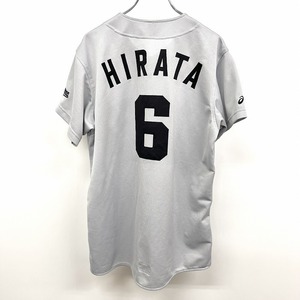 アシックス ベースボール×中日ドラゴンズ 野球 レプリカユニフォーム 半袖 背番号6番 HIRATA 平田良介 ポリ100% M グレー メンズ