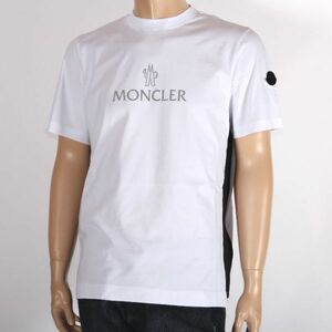 【CU】MONCLER モンクレール Tシャツ ホワイト 8C00060 829H8 001 【M】ロゴプリント ロゴワッペン クルーネック半袖 【新品正規品】