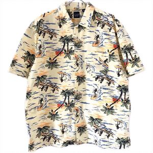 ■激レア■90s OLD GAP サーフィン柄 アロハシャツ L XL オールドギャップ ハワイアン ビンテージ