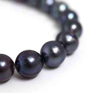 1円〜!!《南洋黒蝶真珠ネックレス》D 36.7g 約43.0cm 約7.5-8.0mm珠 pearl パール jewelry necklace DG0/EA0 57