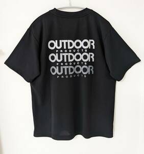 【新品】タグつき ☆OUTDOOR　アウトドア　バックビッグラバーロゴ　メッシュ半袖Tシャツ　ブラック　黒　メンズ　サイズL　ゆったり☆