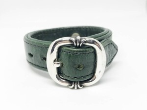 希少 入手不可 CHROME HEARTS｜クロムハーツ I.G. ブレスレット 緑 Green ローズボール GUNSLINGER ガンスリンガー レザー