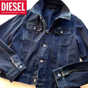 【美品・XL相当】ディーゼル DIESEL デニムジャケット ヴィンテージ加工 ロゴ刻印ボタン ブルゾン ジャケットビンテージ加工 インディゴ 