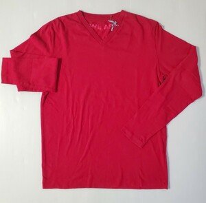 格安!! 新古品 未使用 HAMNETT 長袖Tシャツ 634T599 レッド メンズ L ハムネット ロンT