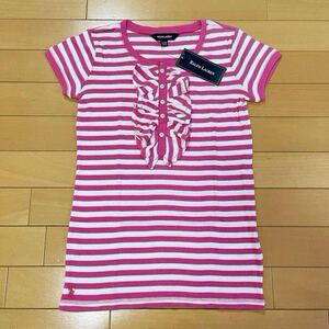 新品★RALPH LAUREN／ラルフローレン★ボーダー 半袖Tシャツ 160 フリル 定価6195円