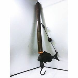 00711 【ジャンク品扱い】囲炉裏 自在鉤 100cm 現状品 魚 鉄製 工芸品 古民家 昭和レトロ アンティーク japanese