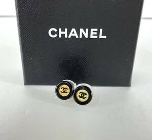 【SI1400】 CHANEL シャネル ピアス ラウンド 黒 ブラック 両耳 ココマーク 装飾小物 O1Pアクセサリー 箱付き 約1.8g 