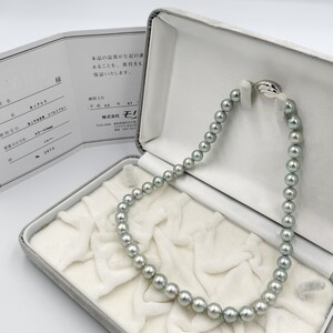 【テリ抜群!】アコヤ あこや コバルト ブルー パール ネックレス 8.5mm〜9mm 43cm SILVER 刻印 44.4g 本真珠 akoya pearl jewelry necklace