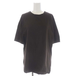 エイトン ATON 21SS SUVIN 60/2 ROUND HEM S/S T-SHIRT Tシャツ カットソー チュニック 五分袖 01 茶色 ブラウン /DO ■OS レディース