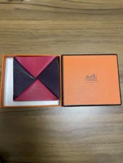 HERMES レザーコインケース レッド・パープル