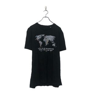 半袖 プリント Tシャツ XL ブラック ビッグサイズ クルーネック 古着卸 アメリカ仕入 a605-6752