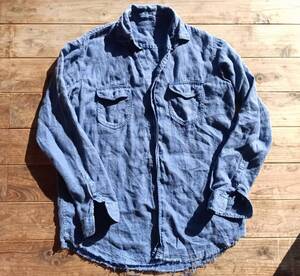 送料無料♪MAREA ERRE マレアエッレ リネンシャツ LINEN 麻 100% size M 香港製 USED カーディガン ロンハーマン