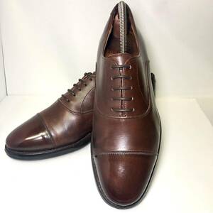 即決 Berwick 1707 バーウィック ドレスシューズ ストレートチップ　ビジネス　ダークブラウン UK4.5 24.0cm 革靴　5224