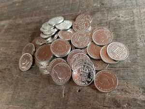50枚セット 幸せのシックスペンス イギリス1948年の盛り合わせです。ラッキー6ペンス 英国コイン 美品本物
